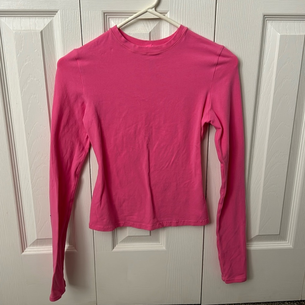 Skims Cotton Jersey Long Sleeve Top Size Small SUGAR PINK (No longer Available)